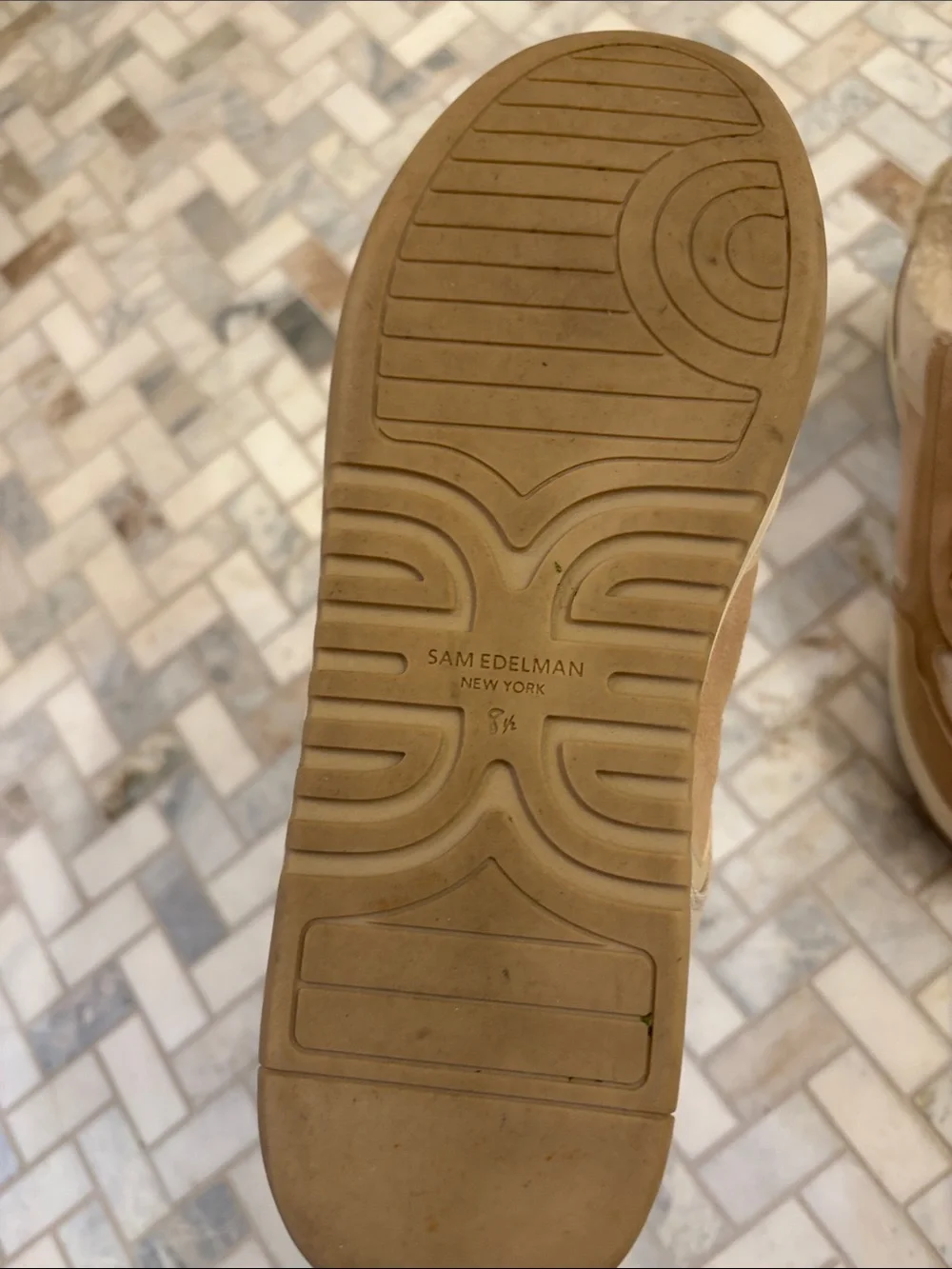 Sam Edelman womens Beige/Tan Sherpa-Lined Casual Sneakers